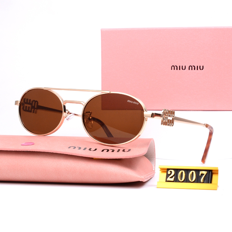 MIU Nova Tendência Óculos De Sol De Luxo Marca oval metal UV400 2007