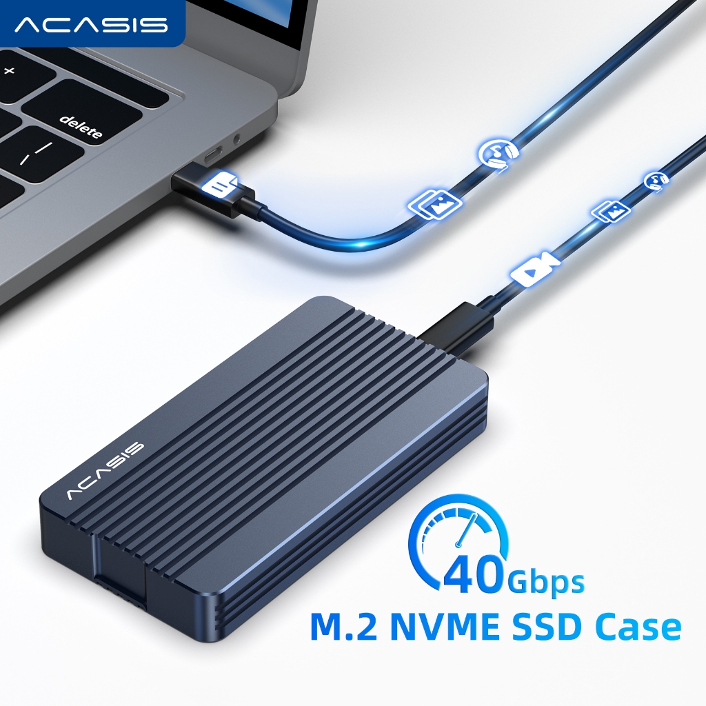 ACASIS Thunderbolt4 40Gbps M . 2 Caixa NVME SSD 8TB Tipo C Livre De Alumínio Com 40Gbps Thunderbolt3 Thunderbolt4 Cabo Para Laptop TBU405Air