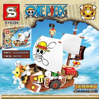 432pcs Lego Blocos de construção Wanli Sunshine Navio Pirata Wanli Sunshine Inserção Educacional diy Bloco de construção infantil Modelo de brinquedo Luffy Zoro Chopper Ornamentos