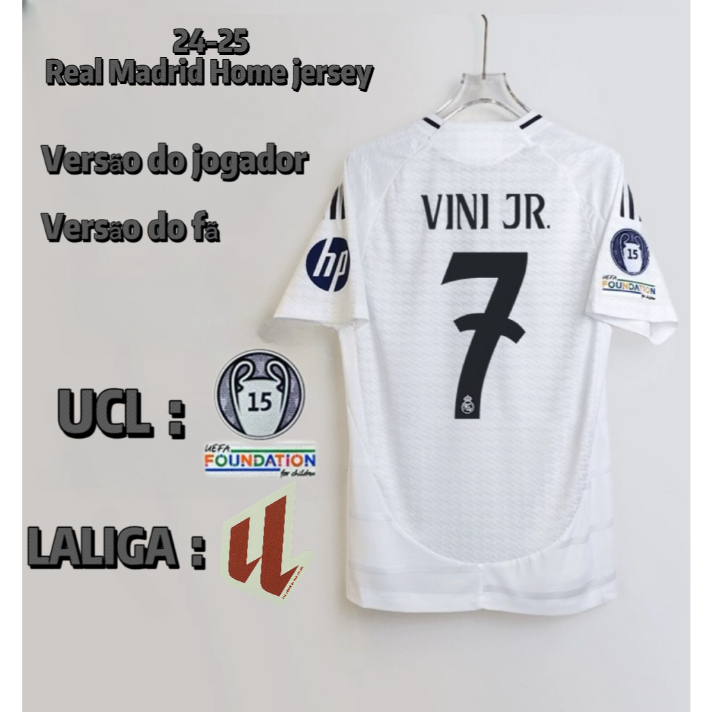 2024-25 camisa Royal Madrid Home Player Edição camisa Fã Edição camisa 24 /25VINI JR.Shirt