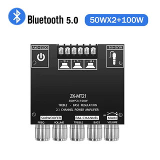ZK-MT21 Canal Bluetooth 5.0 CS8673E 2.1 Placa Amplificadora De Subwoofer 50W x 2 + 100W Áudio Estéreo Bass AMP AUX
