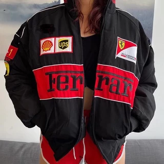 F1 Jaqueta De Corrida De Manga Comprida Retro Motocicleta Equipe Ferrari Vestuário De Outono E Inverno Algodão