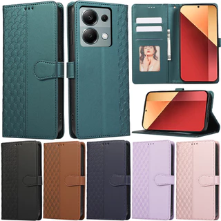 Caixa De Luxo Para Xiaomi 14 13T Poco C65 X5 Pro Redmi 13C 12 4G Nota 13 5G + 5G Emenda Rhombic Designs Carteira De Couro