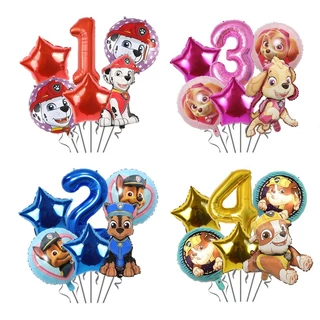 6 Pçs/set PAW Patrol Tema Cães Dos Desenhos Animados Balões Foil Conjunto 32in Número Balão Crianças Festa De Aniversário Decorações De Casa