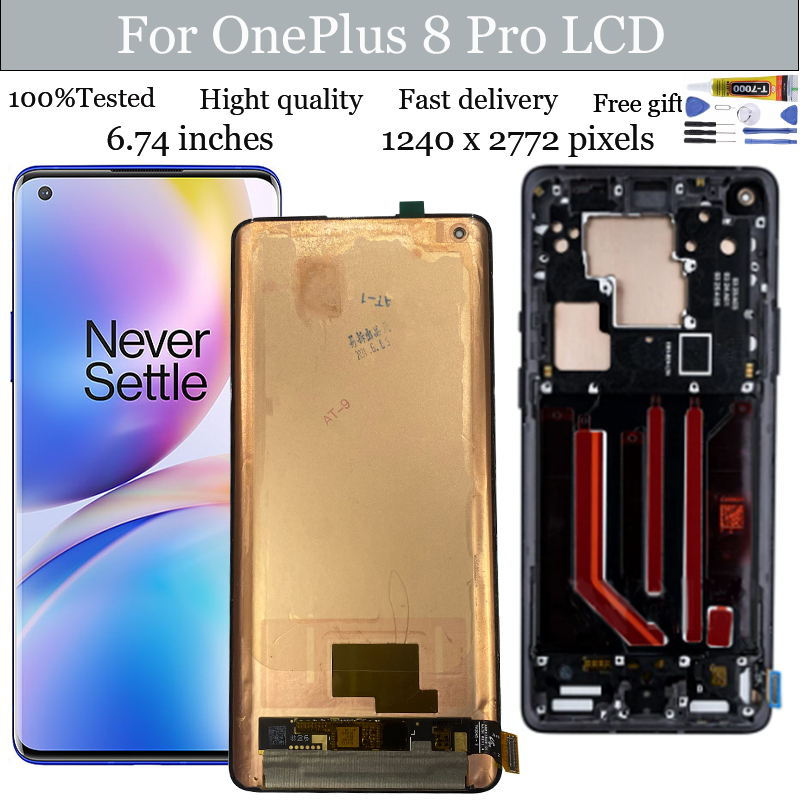Display AMOLED originale da 6.78 per OnePlus 8 Pro LCD Touch Screen Digizer Assembly parte di ricambio IN2023 IN2020 IN2021 IN2025  509