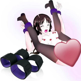 Conjunto de contenção de pulso e tornozelo bdsm, brinquedos sexuais, algemas de contenção bdsm, kit de corda para casais, jogo de castidade