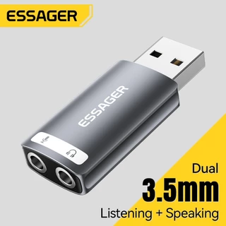 Essager 3.5mm USB Placa De Som Externa Conversor De Áudio Independente driver Livre Universal Para Fone De Ouvido Microf