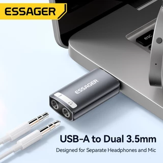 Essager Conversor De Placa De Som USB De 3.5 Mm Adaptador De Áudio Externo Microfone De Fone De Ouvido Com Driver Grátis