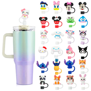 Pokemon Mickey animal 10mm Capa De Palha Compatível Com Stanley 30 & 40 Oz Tumbler De Silicone Reutilizável Protetora