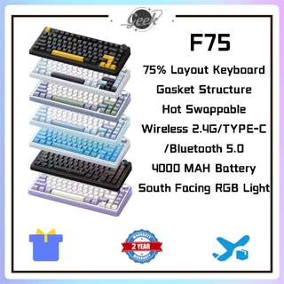 Teclado Mecânico Sem Fio AULA F75 75 % Junta Estrutura RGB Personalizado Hot swappable Com Botão
