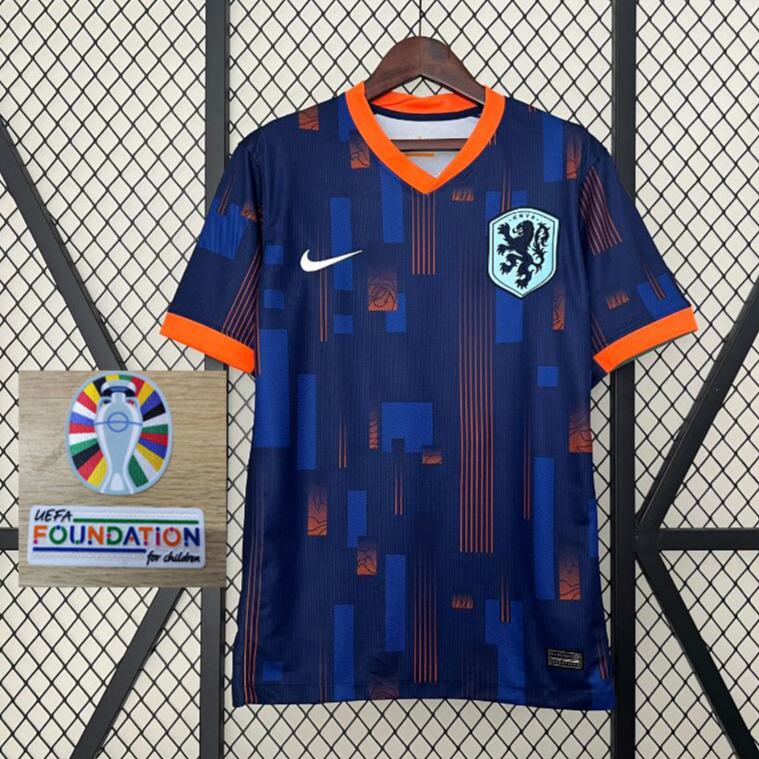 Camisa Futebol Masculino Holanda 2024 Jersey Azul Esportes (HL) Personalização