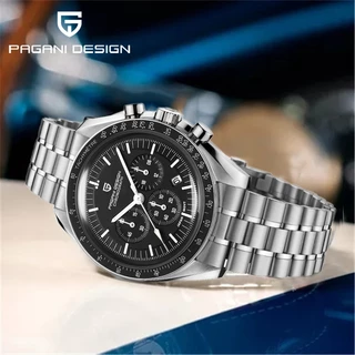 【 100 % Genuíno 】 PAGANI DESIGN Relógio De Luxo Negócios Aço Inoxidável Quartzo Safira À Prova D'água PD-1701 Para Homens