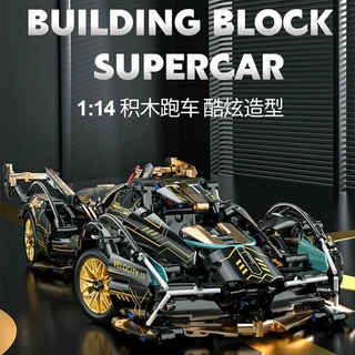 Lego Lamborghini Blocos de construção Black Gold v12 Montagem de carros esportivos Carro de corrida Modelo de brinquedo de aniversário