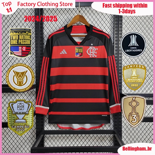 24-25 FAN Flamengo Home Camisa De Futebol Tailandesa De Manga Comprida Versão 1 : 1