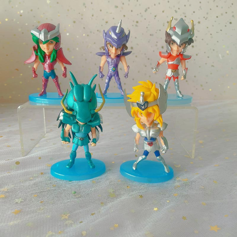 5Pcs/Set 9cm Anime Saint Seiya Cavaleiros Do Zodíaco Shiryu Shun