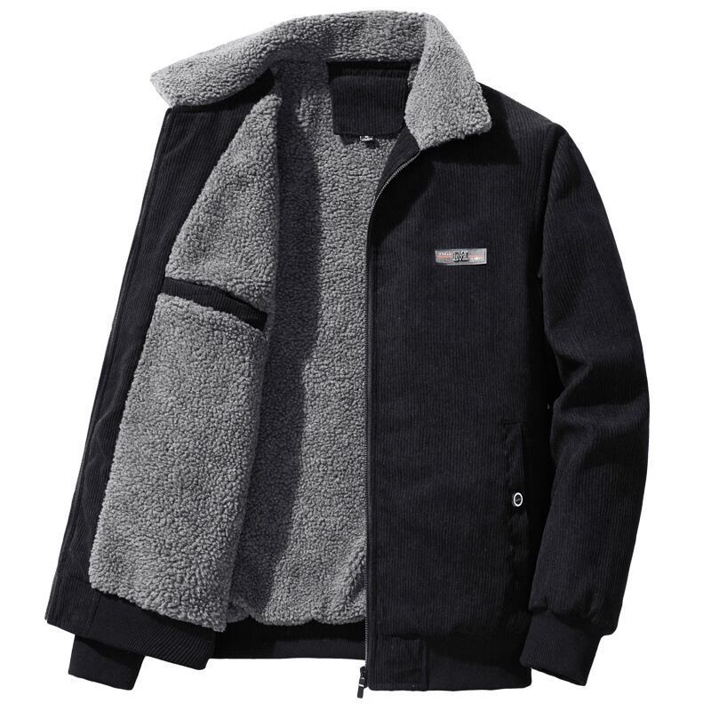 Casaco Militar Masculino De Inverno De Velo Quente E Grosso De Veludo De Colarinho De Pêlo