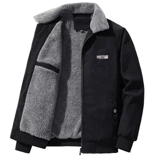 Casaco Militar Masculino De Inverno De Velo Quente E Grosso De Veludo De Colarinho De Pêlo