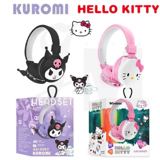 Fones De Ouvido Originais Sanrio Sem Fio Bluetooth Dobráveis Para Crianças HIFI Sound Stereo Estéreo Com Microfone Anime Cartoon Kids Gifts KUROMI HELLO KITTY