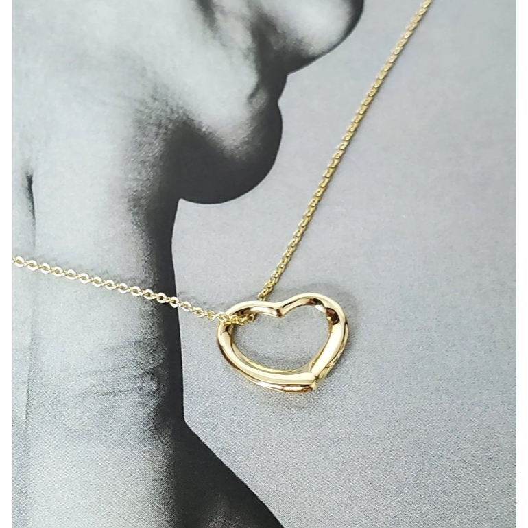 Tiffaniy 925s Colar De Prata Elsa Peretti Ouro Aberto Coração Lariat