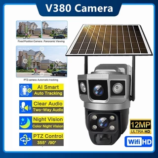 Câmera Solar WiFi De 6K 12MP De Lente Dupla Para Exterior CCTV Sem Fio À Prova D'água Monitor De Vídeo Bateria PIR IP De Segurança De Detecção De Movimento