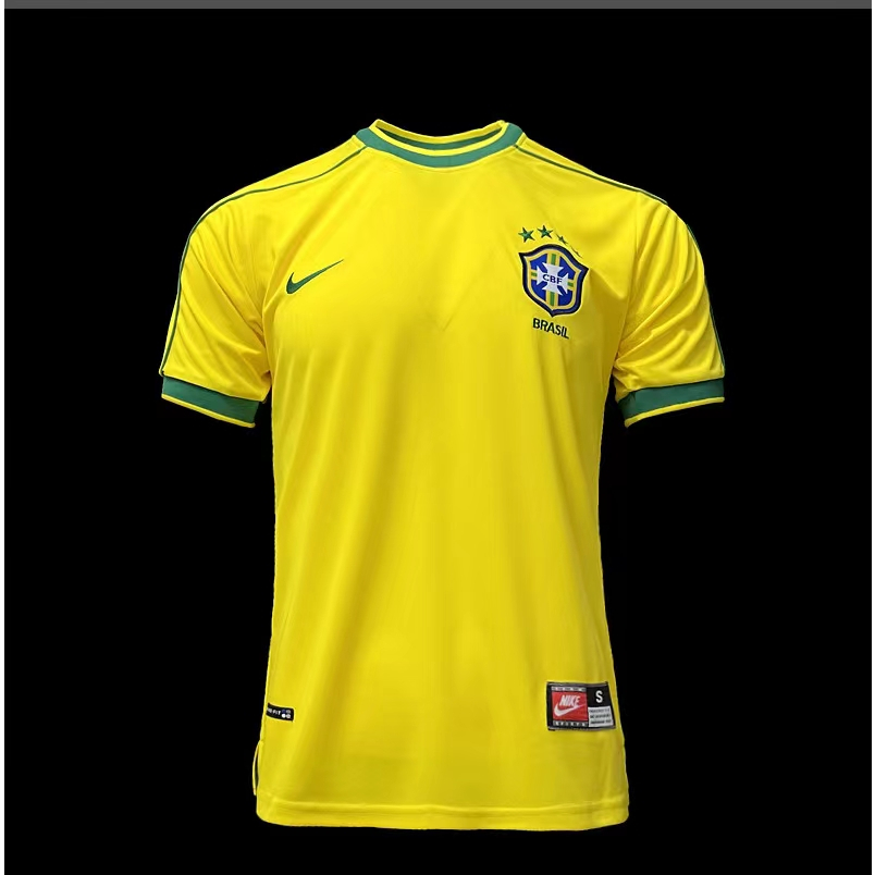 Retro 1998 Brasil home Camisa De Futebol De Manga Curta Thai Versão 1 : 1