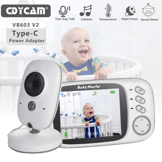VB603 V2 Baby Monitor Com Câmera LCD De 3,2 Polegadas Eletrônica Babysitter De 2 Vias Rádio De Áudio Visão Noturna Cabo De Alimentação USB