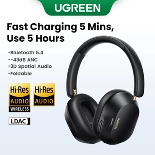 UGREEN Max5C Fone De Ouvido Sem Fio Bluetooth 5.4 HiFi Certificado Em Alta Resolução Com Áudio Espacial 3D 43dB Cancelamento De Ruído 75 Horas De Duração Da Bateria