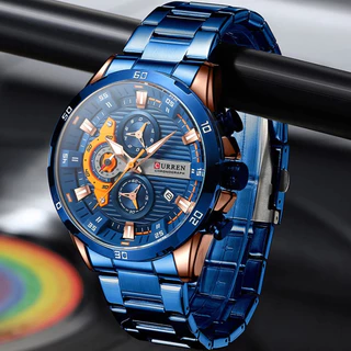 CURREN Relógios Masculinos Originais Marca De Luxo Cronógrafo Genuíno Código Apontadores Luminosos Negócios Casuais De Moda Em Aço Inoxidável Quartzo À Prova D