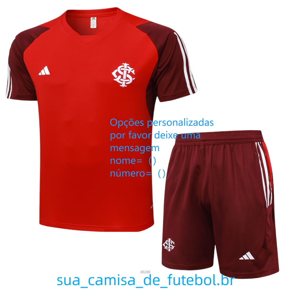 Internacional Internacional 2425 Camisa de Manga Curta Vermelha Fato de Treinamento de Camisa de Futebol de Manga Curta Vermelha