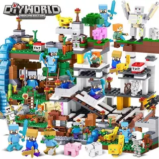 1000 peças lego Minecraft Series Compatível Lego My world Organ Cave Jungle Waterfall Steve Tree House Boys Meninas Educação Montagem de blocos de construção Brinquedos Brinquedos de aniversário