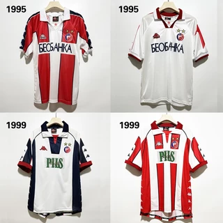 19995-1999 Temporada de Jogo Retro Football Jersey Vermelho Jersey Branco Home Away Casual Retro Camisa