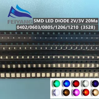 100pcs 0402 0603 0805 1206 1210 (3528) 5730 5050 2835 smd LED Vermelho Amarelo Verde Branco Azul Quente Gelo Rosa Púrpura Laranja Diodo Emissor De Luz Transparente Conjunto De Diodos