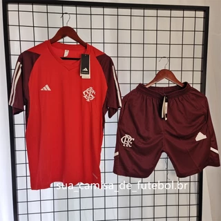 2425 Camisa Vermelha Internacional de Futebol Camisa Vermelha Internacional Fato de Treinamento com Zíper e Bolsos