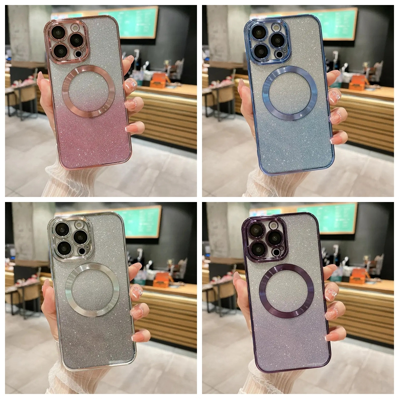 Wousunly Cover In Silicone Con Glitter E Anello Magnetico Per Realme C67 4G - Antiurto, Sottile, Colore Rosa