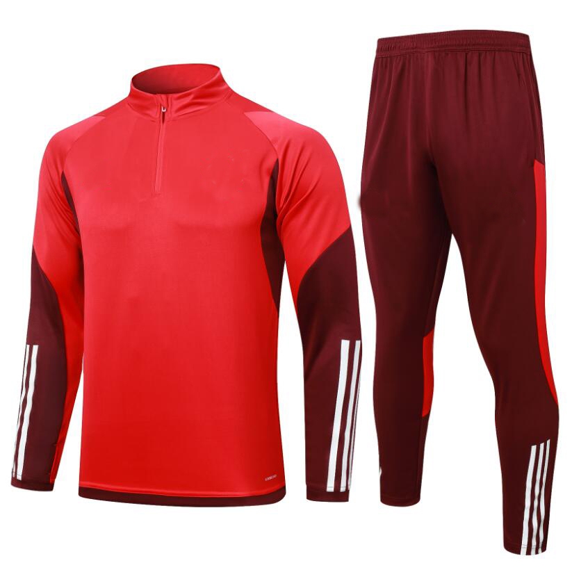 Equipamento esportivo de futebol de outono kit de treino de time 2023 2024 BXGJ Fato de treino de futebol Calças de manga comprida pretas Fato esportivo de corrida de futebol Fato esportivo com meio zíper