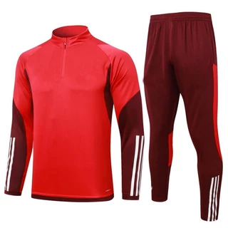 Equipamento esportivo de futebol de outono kit de treino de time 2023 2024 BXGJ Fato de treino de futebol Calças de manga comprida pretas Fato esportivo de corrida de futebol Fato esportivo com meio zíper