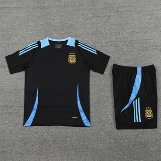 Messi Jersey Terno 24-25 Argentina Treinamento de Treinamento de Futebol de Manga Curta Jersey