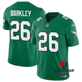 Masculino Camiseta NFL Philadelphia Eagles Regata Saquon Barkley 2023-24 Verde Limitada Camisa De Futebol Americana Jogador Jersey