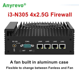 Aparelho Firewall Mini PC 12a Geração Intel Core i3 N305 N100 2.5G Roteador Macio 4x i226-V LAN DDR5 2 * COM Aletas Mais Longas Resfriamento Eficiente