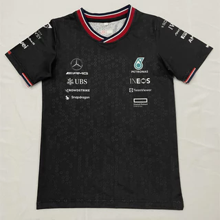 Idade 3-13 Anos Crianças F1 2024 Mercedes AMG Petronas F1 T-shirt Casual Sweatshirt Pólo Jovem Camisa