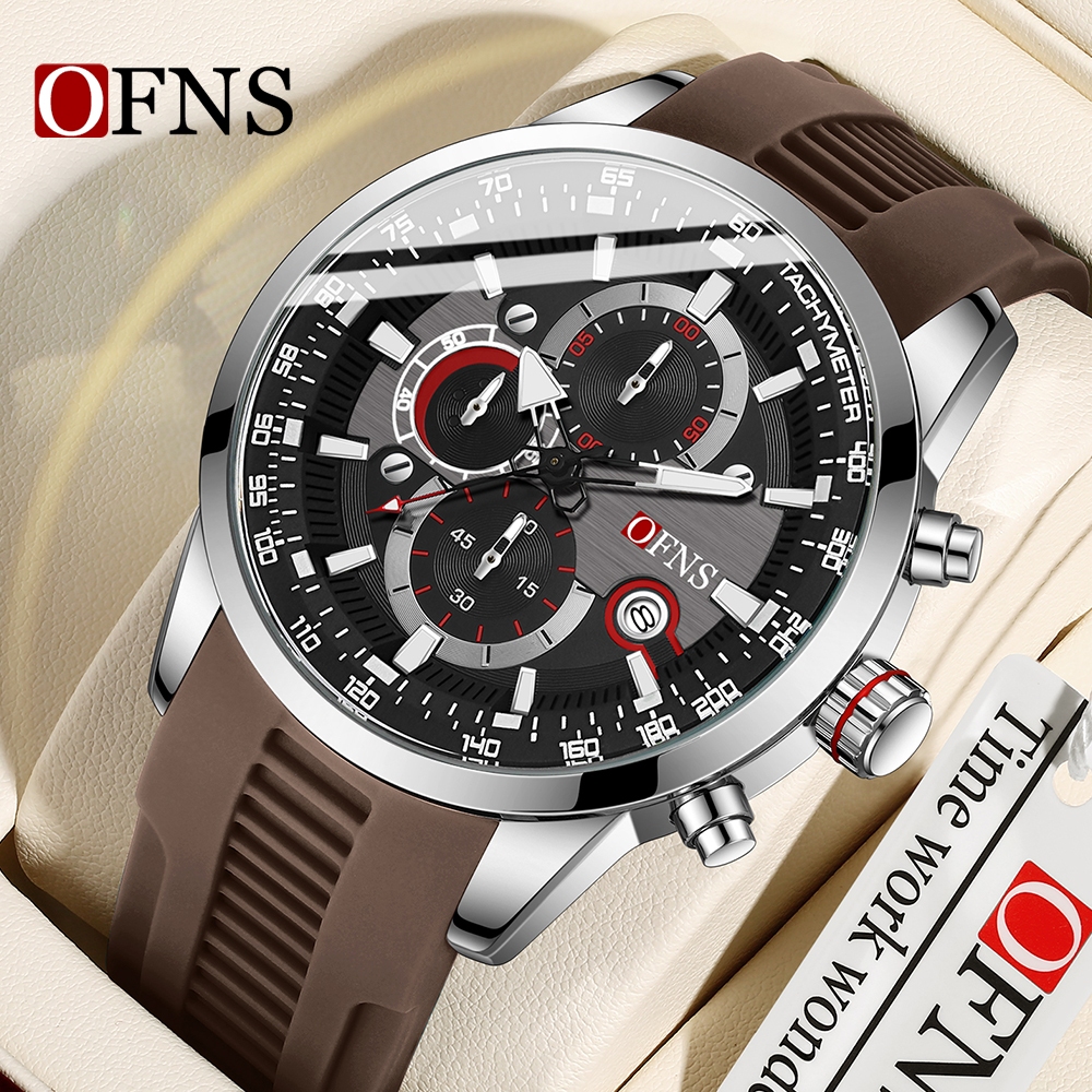OFNS 8024 Relógio casual Masculino Com Calendário De Negócios Seis Qin Small Dial Relógios Multifuncionais À Prova D'água Para Homens
