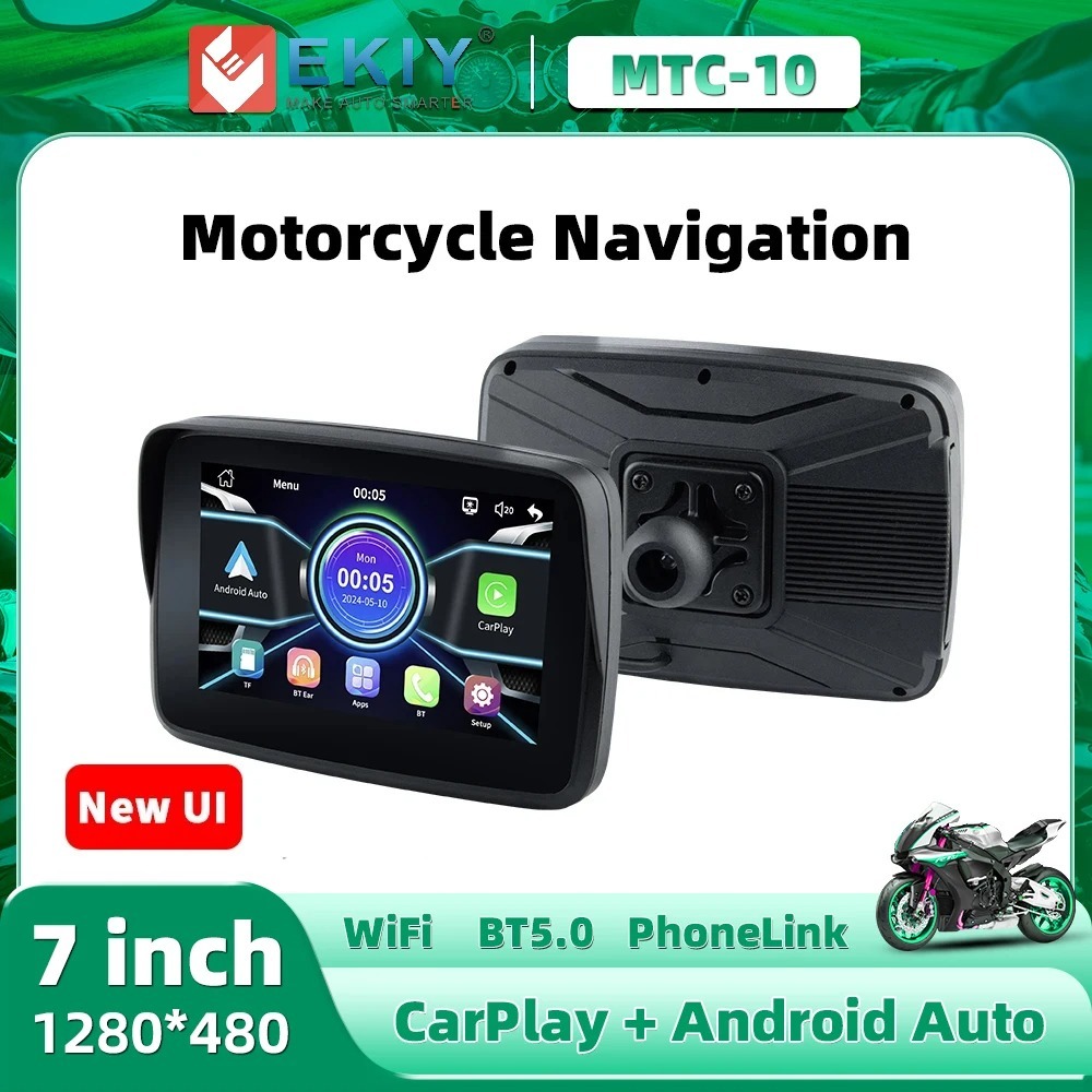 EKIY 5inch Navegação Da Motocicleta Tela De Exibição Do Carro À Prova D'água Apple Monitor Automático Sem Fio Portátil Android