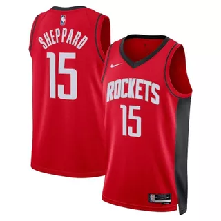 Hot Pressed Masculinos Camisa NBA Houston Rockets 15 Reed Sheppard Regata Red 2024 Draft Camiseta De Basquetebol Jersey