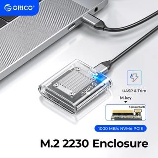 ORICO 2230 M . 2 Caixa NVMe SSD Mini 2230 10Gbps Para USB Tipo C Adaptador Externo Transparente PCIe 2230 (TC20-MS)