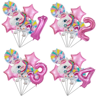 6pcs Balão Unicórnio Fofo Nuvem De 32 Polegadas Número Balões De Folha De Alumínio 1a Festa De Aniversário Infantil Decoração Baby Shower Air Globos Girl Ballon