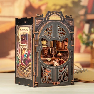 CUTEBEE CountCat's Study Book Nook DIY Doll House Retro Estilo Casa Miniatura Novidade Brinquedos 3D Puzzle