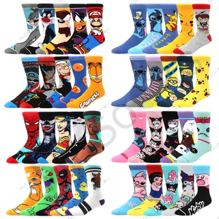 10 Pares De Meias De Desenho Animado anime casual Masculino Coleção Esportivas Quatro Estações Do Ano Casal Feminino De Algodão Meia Tendência Masculina cosplay