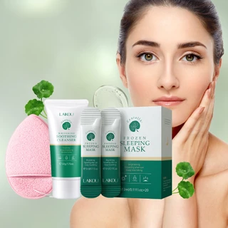 LAIKOU Após O Sol Conjunto De Reparo-Centella Máscara Dormideira Congelada 0.11fl.oz x20pcs + Facial Cleanser 1.76oz em Oferta na Shopee