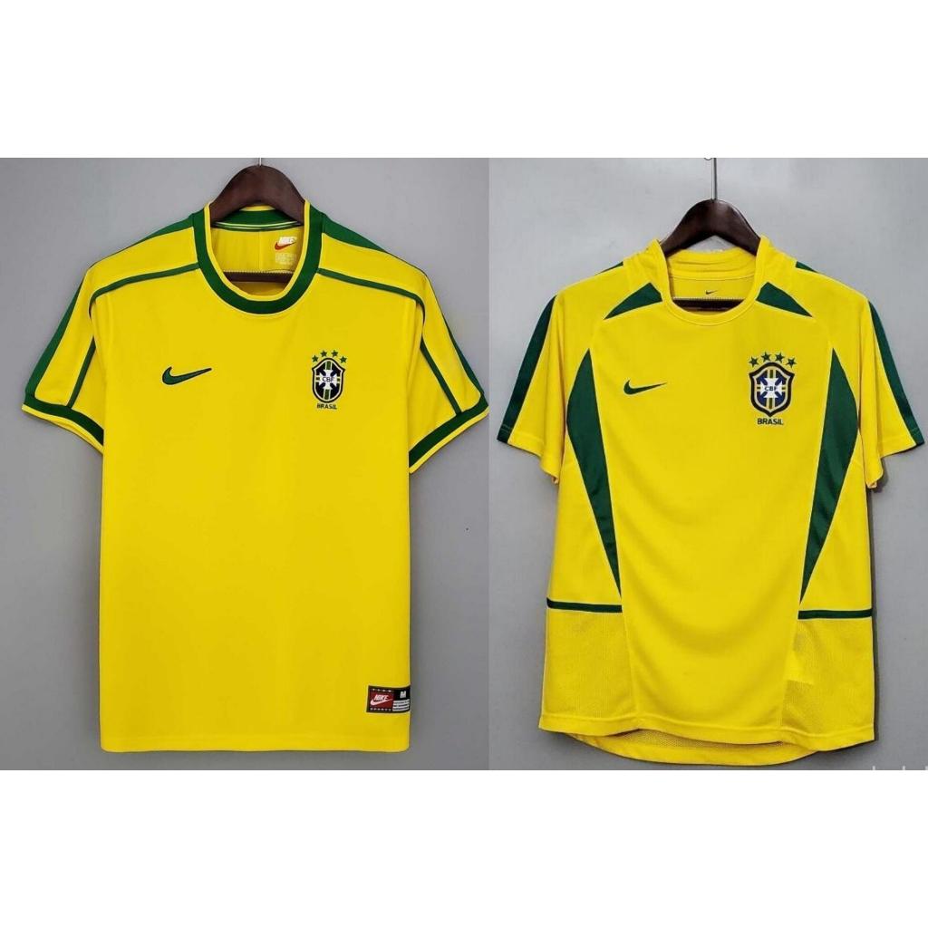 200002 Retro Brasil Ronaldo Home Camisa De Futebol Masculino Amarelo Clássico Fãs Versão PNAK 1998