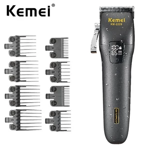 Cortador De Cabelo Profissional Lavável Kemei Elétrico Recarregável Barbeador Máquina De Corte IPX7 À Prova D
